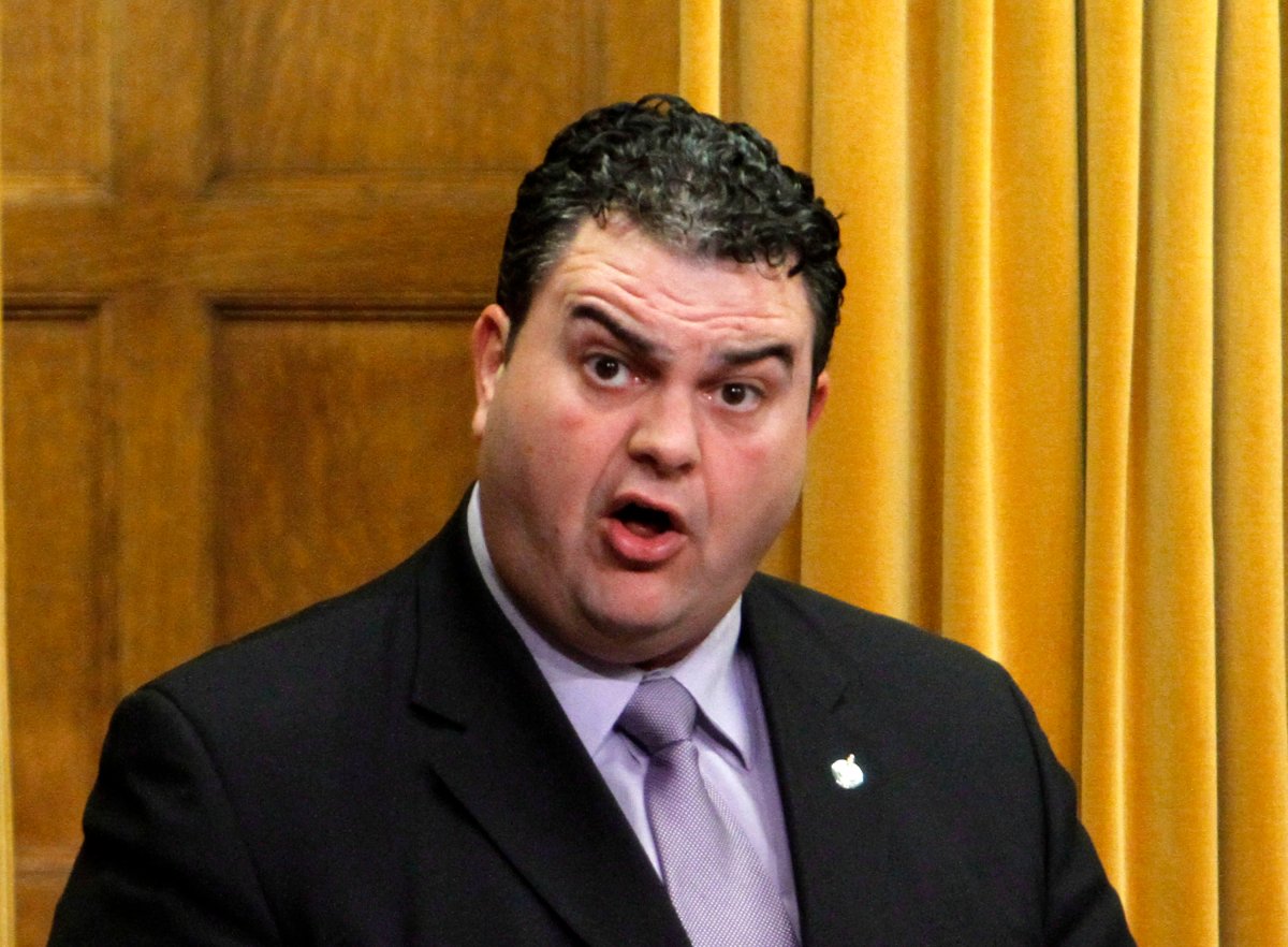 Dean Del Mastro speaks during question period in the House of Commons on Parliament Hill in Ottawa on Monday, April 7, 2014. THE CANADIAN PRESS/Fred Chartrand.