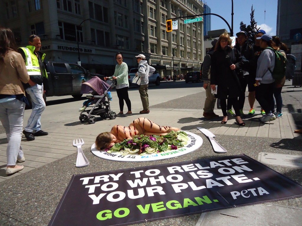 WATCH PETA protest turns heads in downtown Vancouver BC Globalnews.ca