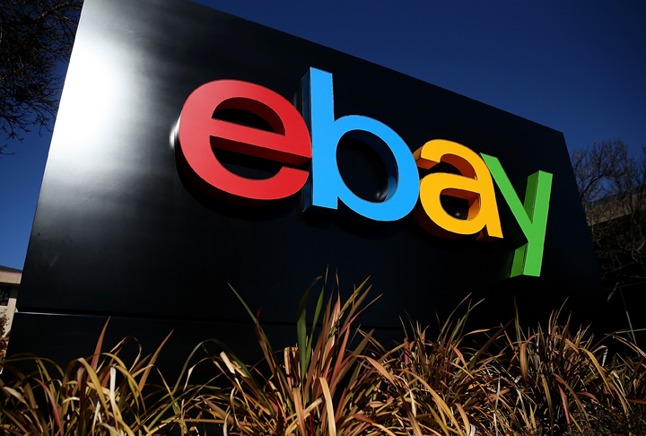A sign is posted in front of the eBay headquarters on January 22, 2014 in San Jose, California. 
