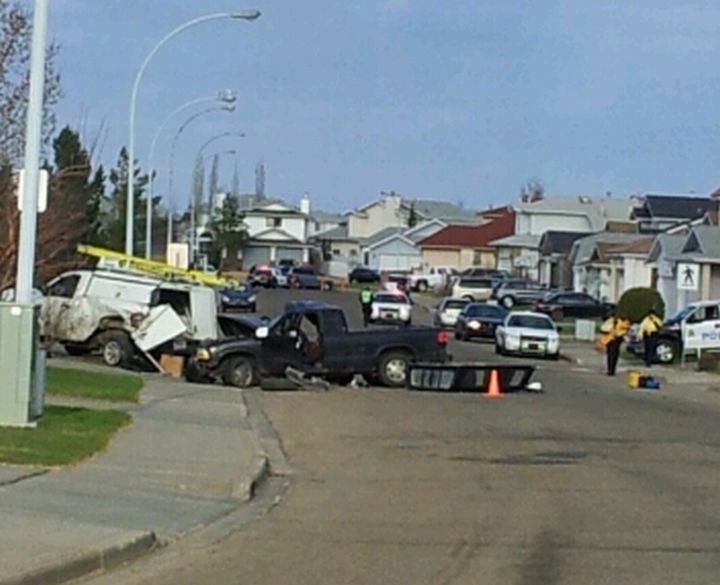 A woman is dead following a collision in the area of 76 Street and 154 Avenue Saturday, May 10, 2014.