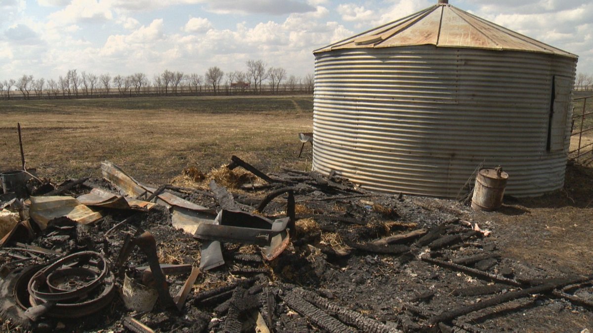 Ron Euteneier's property was damaged by a grass fire on May 9 in Kronau.