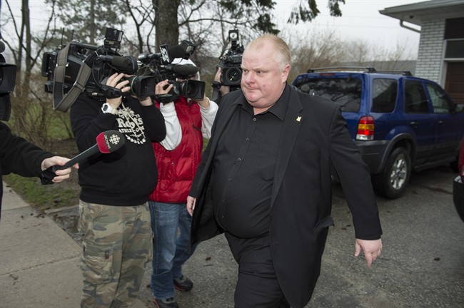 Toronto Mayor Rob Ford leave his home early Thursday May 1, 2014.
