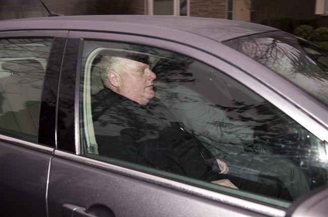 Toronto Mayor Rob Ford leave his home early Thursday May 1, 2014. THE CANADIAN PRESS/Frank Gunn.
