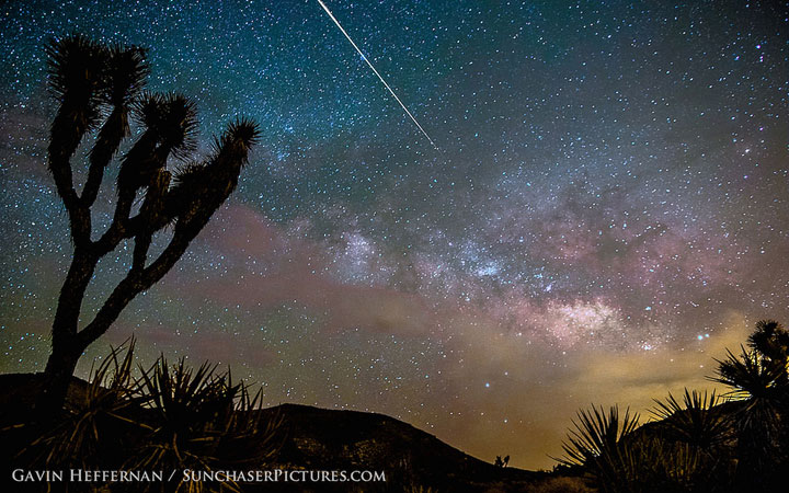 A Camelopardalid meteor over Joshua Tree, California.