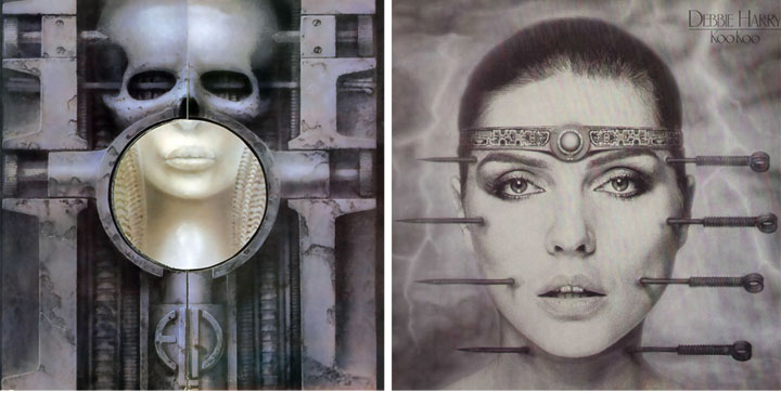 H.R. Giger designed the covers of the Emerson Lake and Palmer album “Brain Salad Surgery” (left) and Deborah Harry’s “KooKoo.”