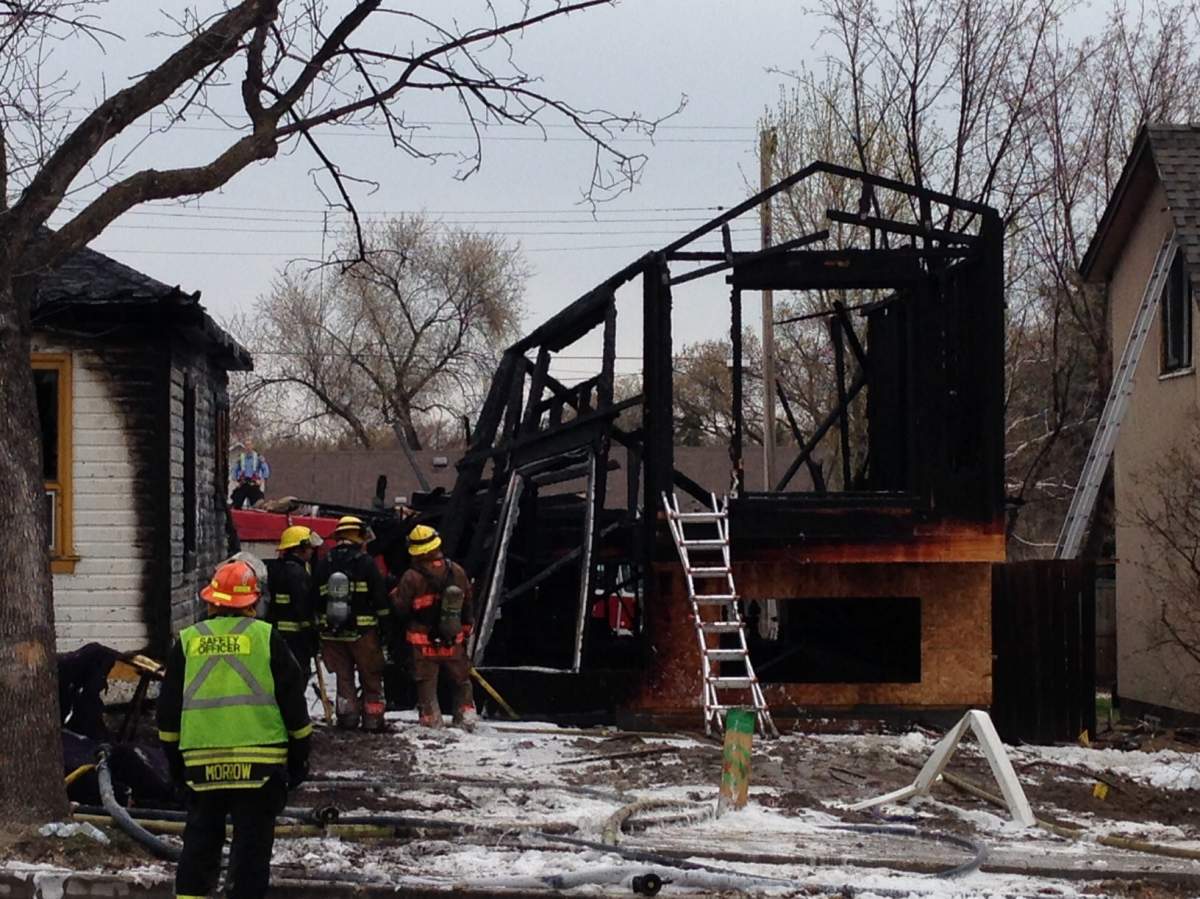 A home that was under construction is in ruins.