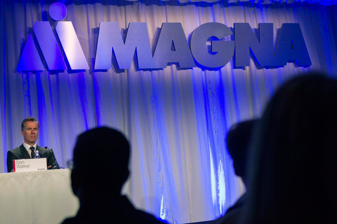 Canadian auto parts giant Magna is planning to open nearly two dozen new factories. But not one in Canada. Don Walker, CEO, addresses shareholders last week. 