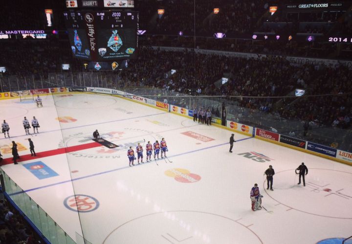 The Edmonton Oil Kings ready to face the Guelph Storm at the 2014 Memorial Cup Saturday, May 17, 2014.