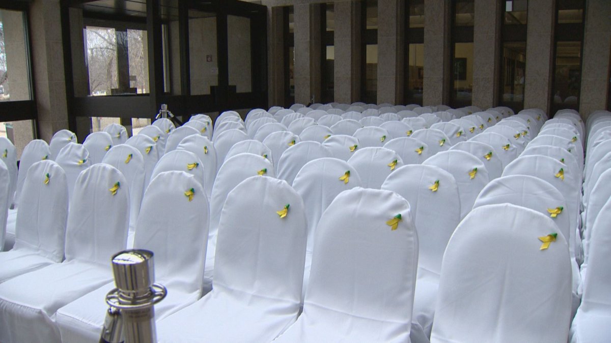 The 118 empty chairs represented the 118 long-term missing person cases in Saskatchewan dating back to 1935.
