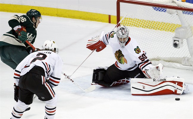 Wild jump back in series with 4-0 win over Hawks