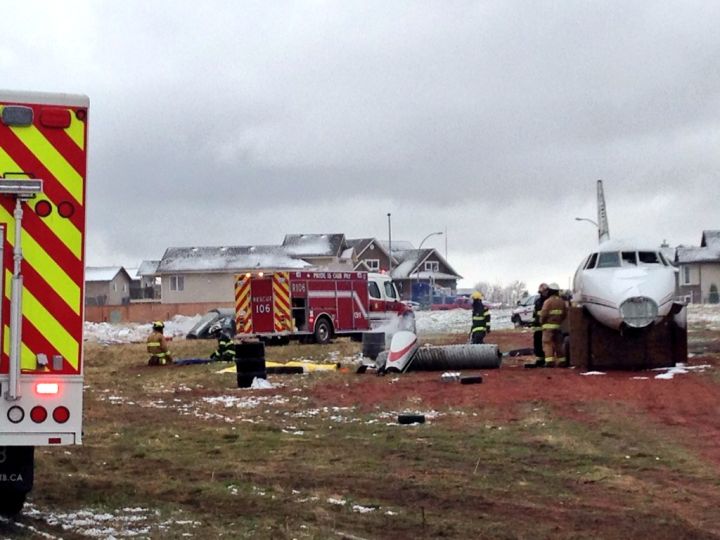 A mock plane crash outside the Town of Coalhurst. 