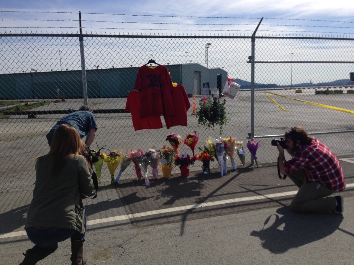 Memorial for victims of the Western Forest Products mill shooting in Nanaimo.