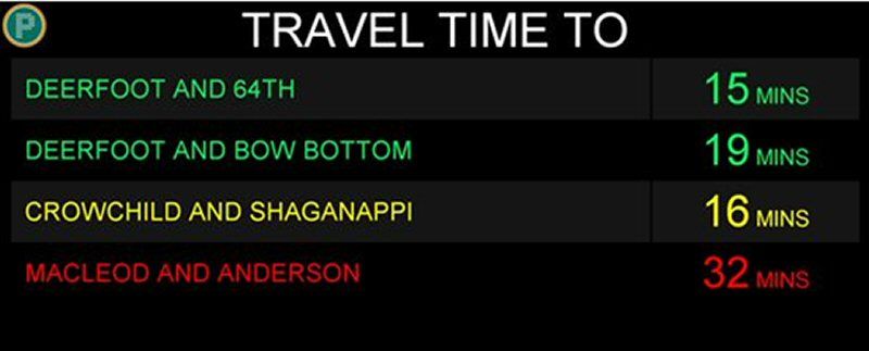 Screens similar to this one have been installed at six of seven City of Calgary parkades.