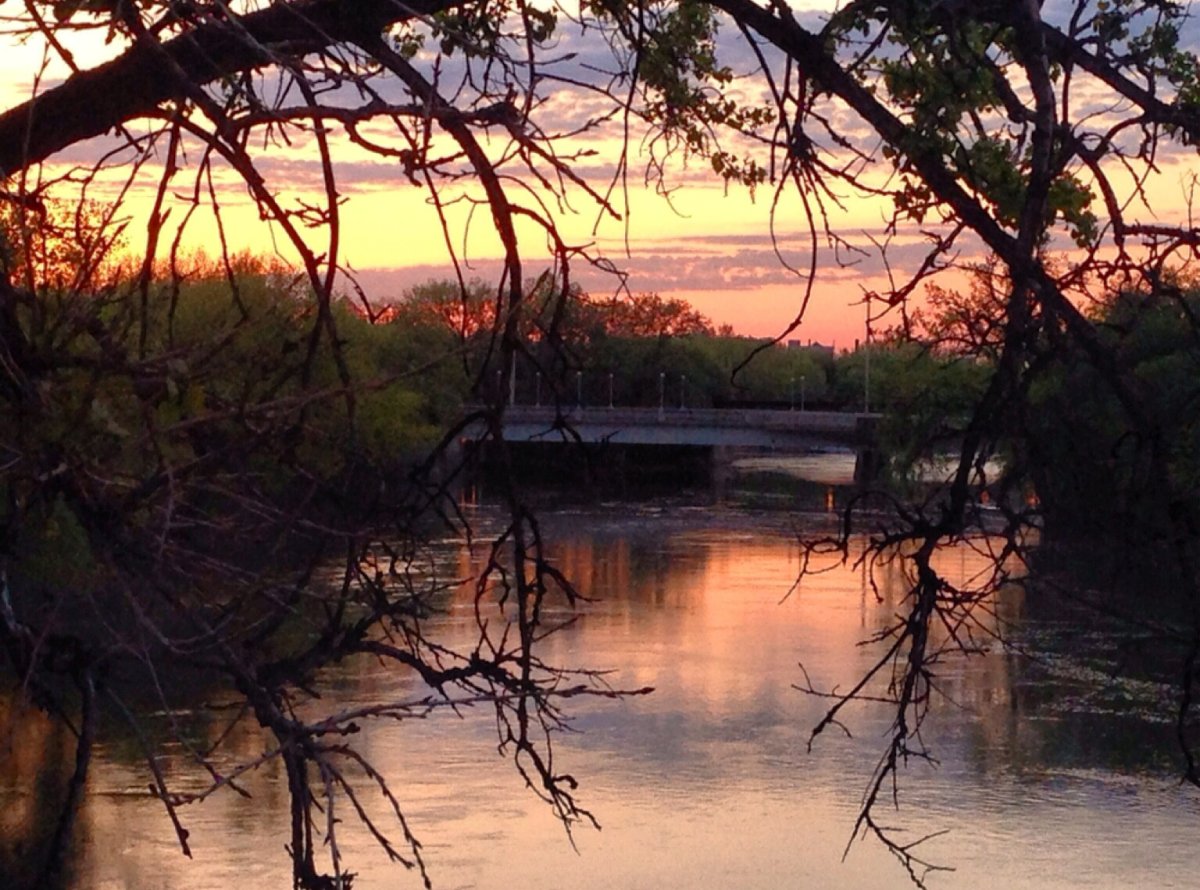 Winnipeg's rivers, including the Assiniboine, shown at the Midtown Bridge, offer wilderness-style canoeing opportunities in an urban setting.