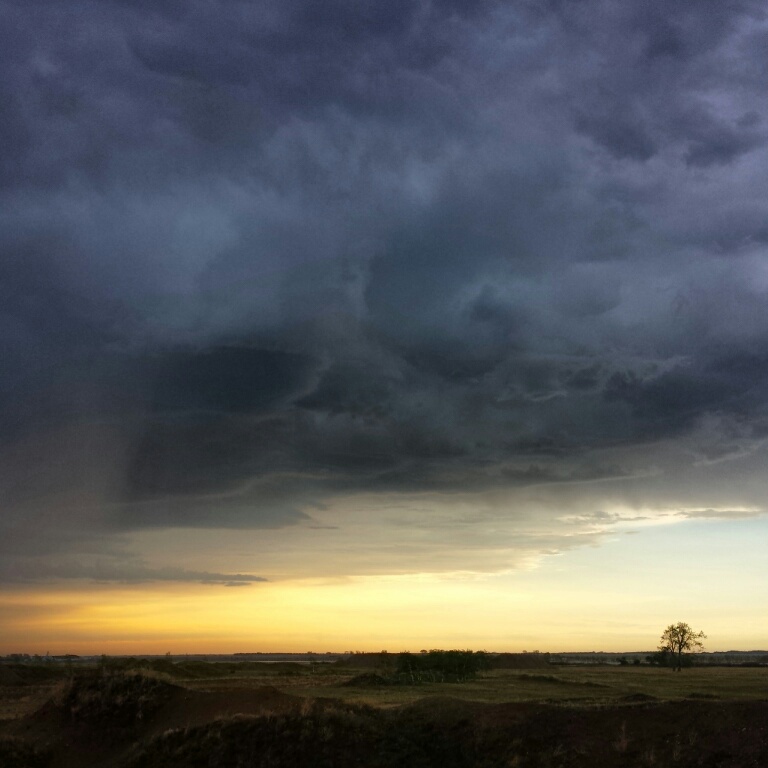 Storm clouds pile up over Lauder, Man., southwest of Brandon, in May. Environment Canada has issued a storm watch for southwestern Manitoba.