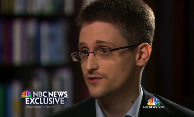 In this image taken from video provided by NBC News on Tuesday, May 27, 2014, Edward Snowden, a former National Security Agency (NSA) contractor, speaks to NBC News anchor Brian Williams during an NBC Exclusive interview. Snowden told Williams that he worked undercover and overseas for the CIA and the NSA.