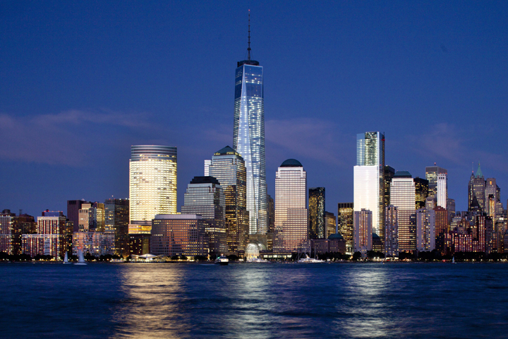 In this Sept. 4, 2013 file photo, One World Trade Center rises above the lower Manhattan skyline in New York. Second in height is 4 World Trade Center, right.  