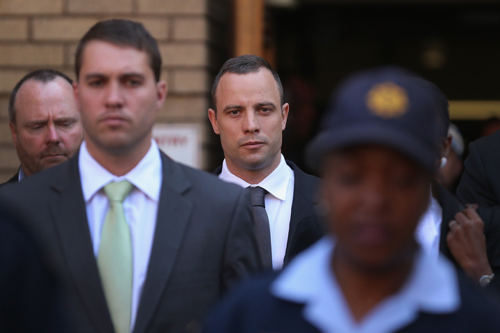 Oscar Pistorius leaves North Gauteng High Court after the judge ordered that he should undergo psychiatric evaluation on May 14, 2014 in Pretoria, South Africa. 