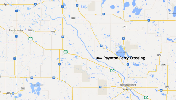 Canoeists discover body on North Saskatchewan River Thursday near Paynton ferry crossing.