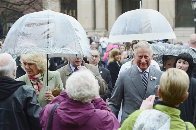 Prince Charles and his wife Camilla are greeted in Charlottetown, P.E.I. on Tuesday, May 20, 2014. 