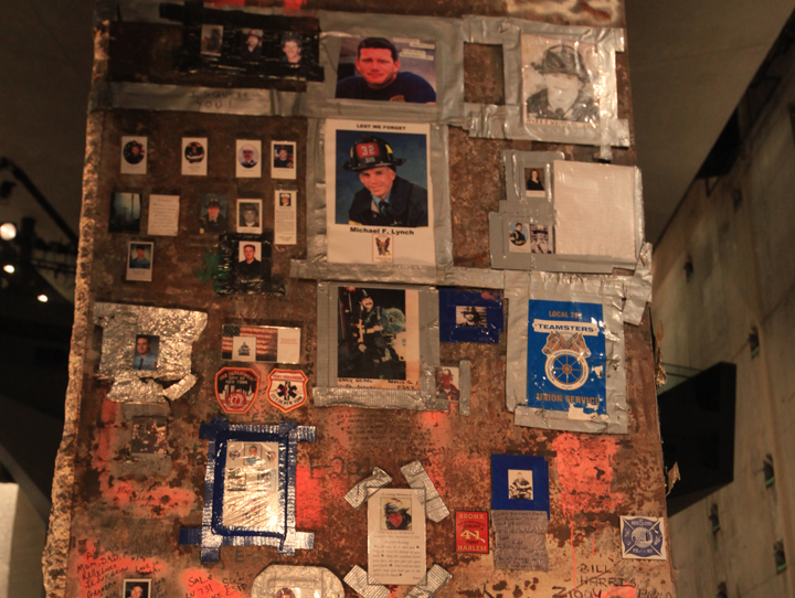 The ‘Last Beam’ during the dedication ceremony at the National September 11 Memorial May 15, 2014 in New York City.