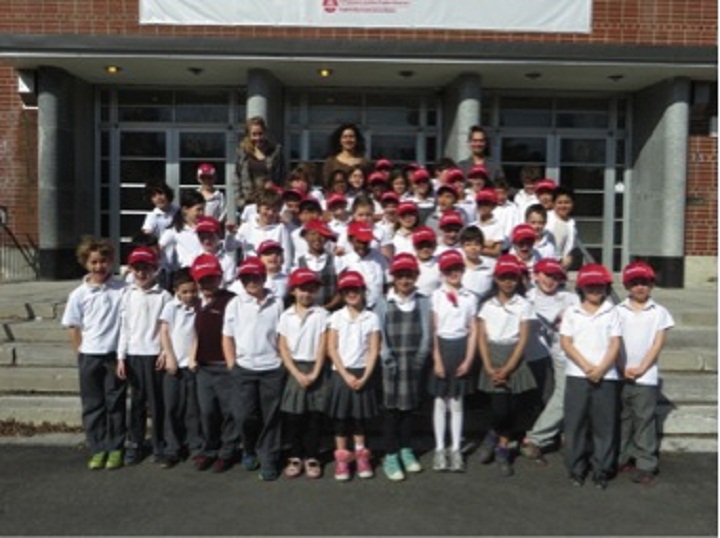 Students celebrate Habs Day at Royal Vale Elementary School.