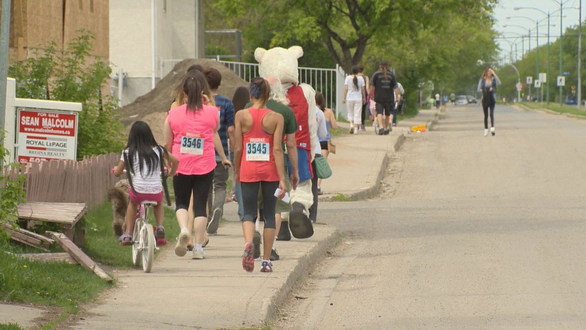 The 5 km walk/run started at 11 a.m. on Saturday at the North Central Family Centre.
