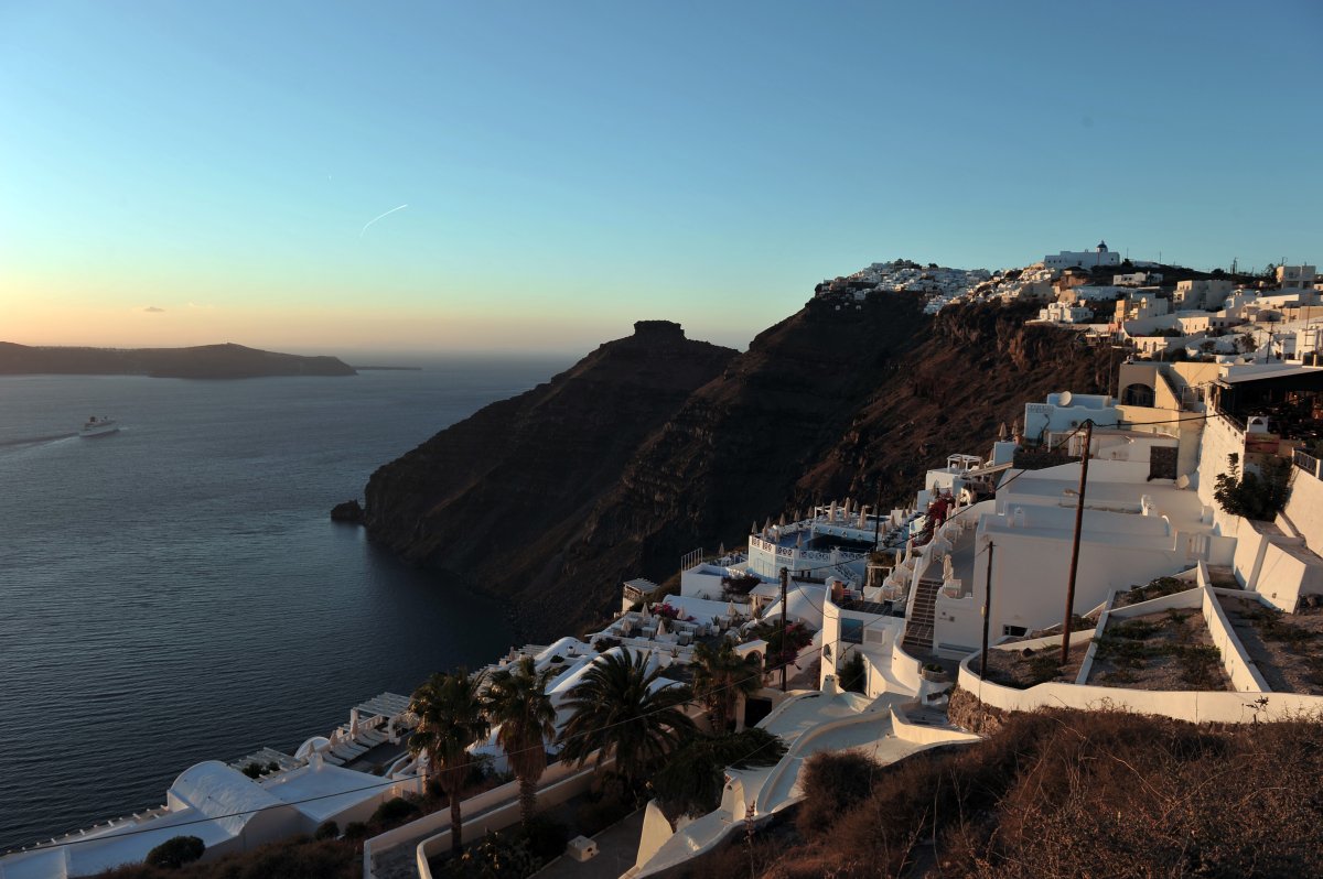 A view taken on October 20, 2012 shows the volcanic island of Santorini. 