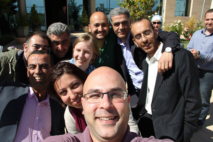 Jordanian data journalism workshop participants celebrate