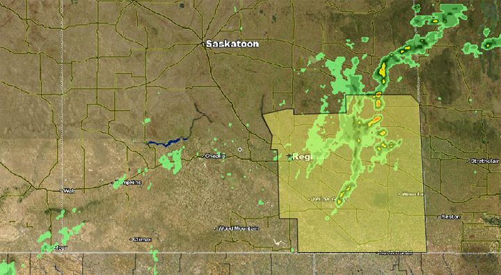 Environment Canada issued a severe thunderstorm watch on Saturday for southeast Saskatchewan.