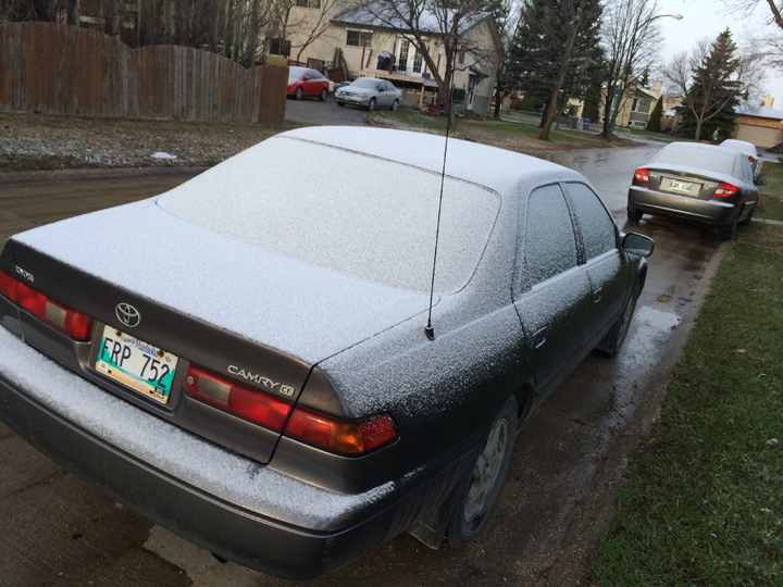 A viewer submitted this photo of a snow-covered car in Winnipeg on Wednesday morning.