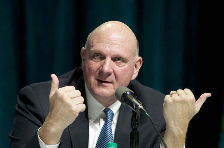Former Microsoft CEO Steve Ballmer responds to a shareholder question during the Microsoft Shareholders Annual Meeting November 19, 2013 in Bellevue, Washington. 