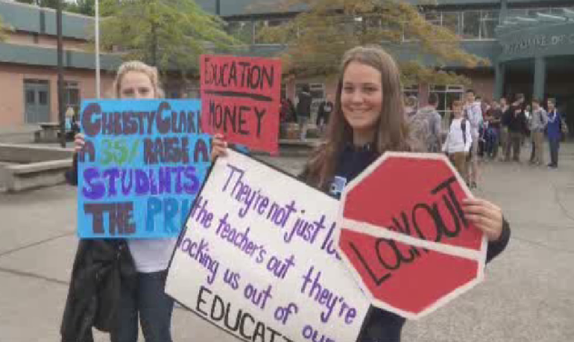 Students walkout in support of teachers.
