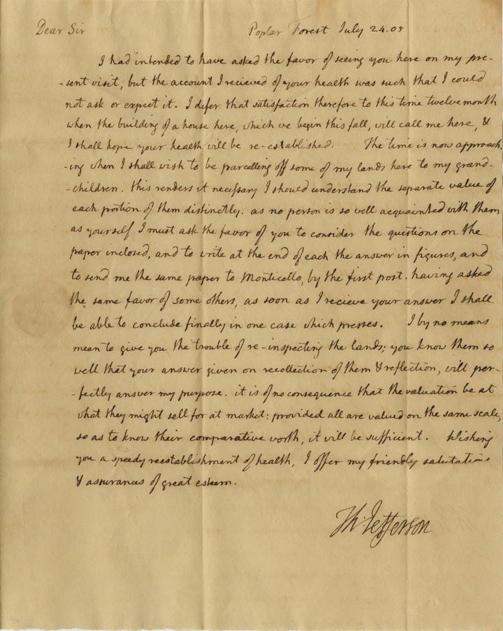 This undated photo provided by Nathan Raab shows the July 24, 1805 letter from President Thomas Jefferson.