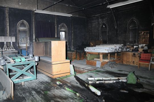 An old chapel in Calgary's Union Cemetery was damaged in a deliberately set fire on March 29th, 2014.