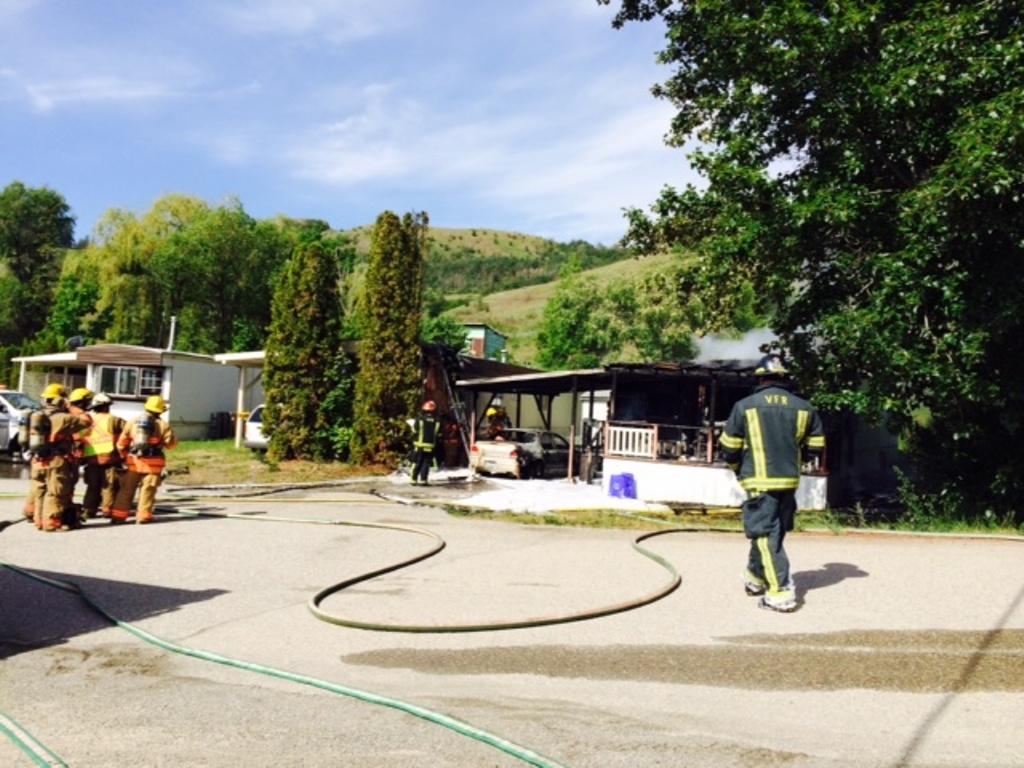 Mobile home destroyed by fire near Vernon - image
