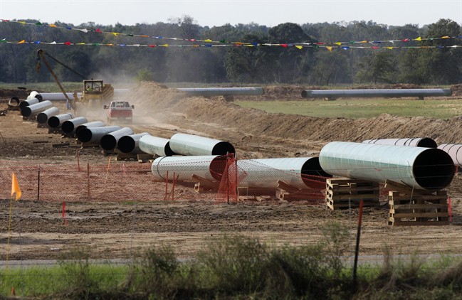 In this Oct. 4, 2012 file photo, large sections of pipe are shown in Sumner Texas. Safety regulators have quietly placed two extra conditions on construction of TransCanada Corp.’s Keystone XL oil pipeline after learning of potentially dangerous construction defects involving the pipeline’s southern leg. 