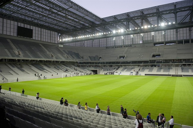 This May 9, 2014 photo shows the interior of the Arena da Baixada in Curitiba, Brazil, a World Cup venue.