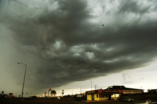 Dark clouds move over Limon, June 25, 2014. The storm moved into eastern Colorado bringing  large hail, damaging winds, heavy rain. (Photo by RJ Sangosti/The Denver Post via Getty Images).