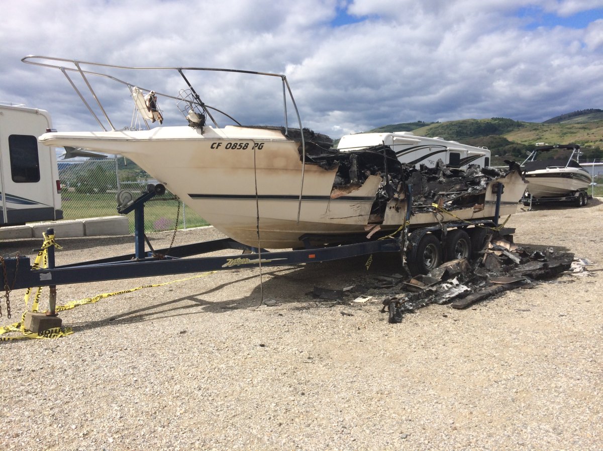 A 22 foot boat in a compound in the 7000 block of Pleasant Valley Road was destroyed .