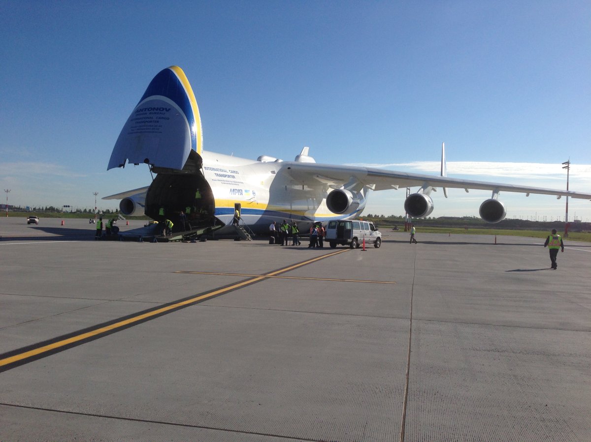 The Antonov An-225, world's largest plane, at the Edmonton International Airport Friday morning. June 27, 2014.