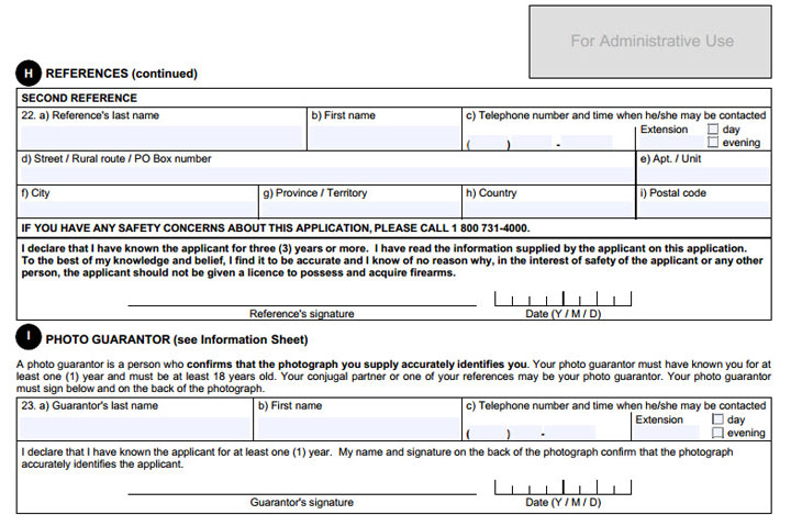 Part of the RCMP application for a gun licence.