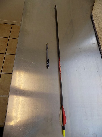 The size of the arrow compared to a pen.