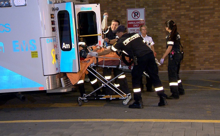 A man in his 20s is in hospital following a stabbing near Bathurst and St. Clair on June 27, 2014.