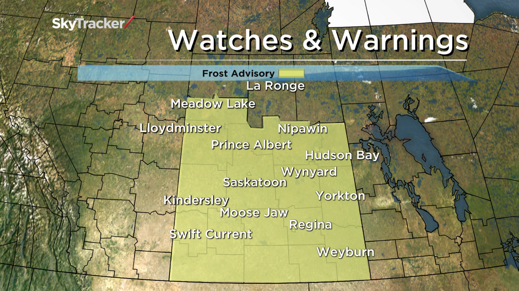 A Frost Advisory has been issued for all of Central and Southern Saskatchewan.