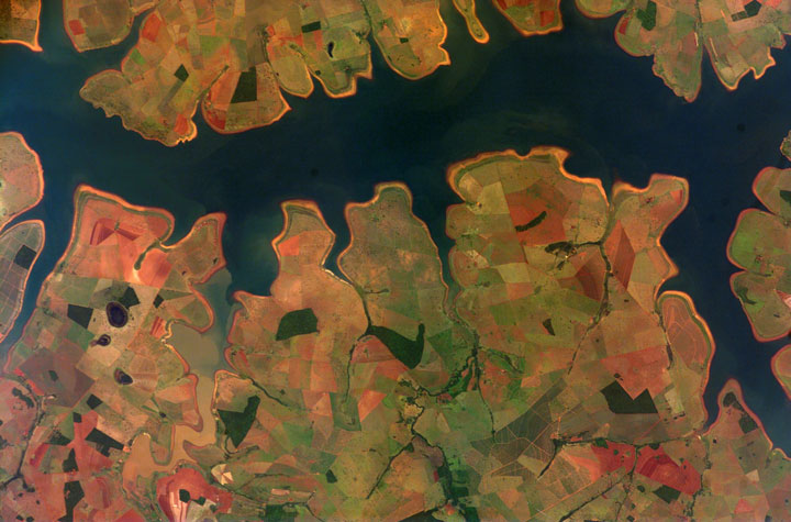 Brazil. Sao Simao Reservoir, Brazil is featured in this image photographed by an Expedition 16 crewmember space station.