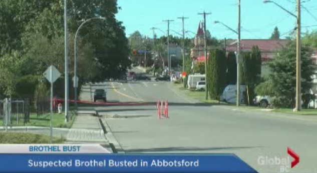 A suspected brothel was busted in a residential area of Abbotsford.