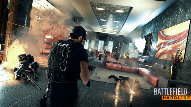 This photo released by Electronic Arts shows a scene from the video game, “Battlefield: Hardline.".