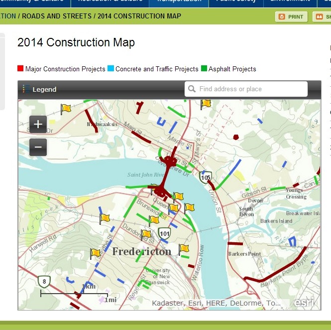 The City of Fredericton has the summer’s construction projects identified on their website.