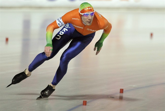 File: Ted-Jan Bloemen competes duringthe European Speed Skating Championships in Budapest, Hungary, Saturday, Jan. 7, 2012.